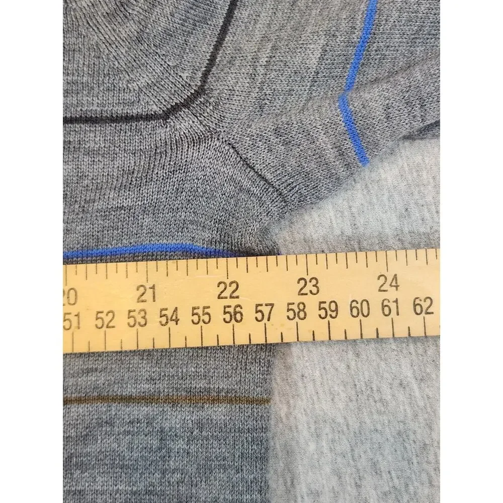 Banana Republic 100% Merino Wool Sweater XL Gray Striped‎ Crew Neck Lightweight